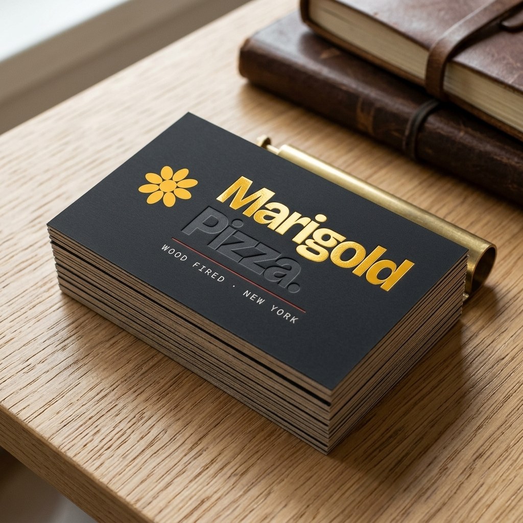 Marigold Pizza business cards